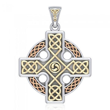 Celtic Knotwork Cross Three Tone Pendant OTP477 - Jewelry